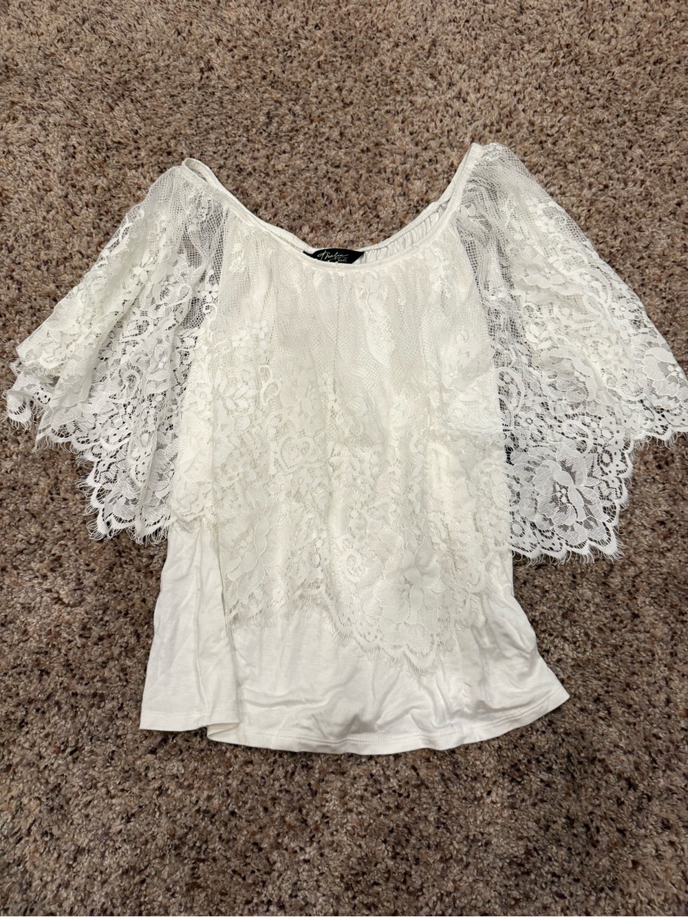 Thalia Sodi White Lace Flutter Sleeve Blouse